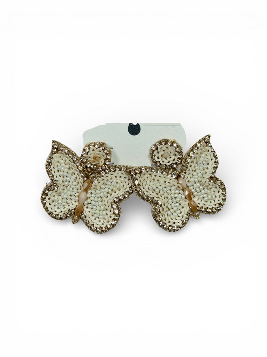 WHITE BUTTERFLY SEED BEAD EARRINGS