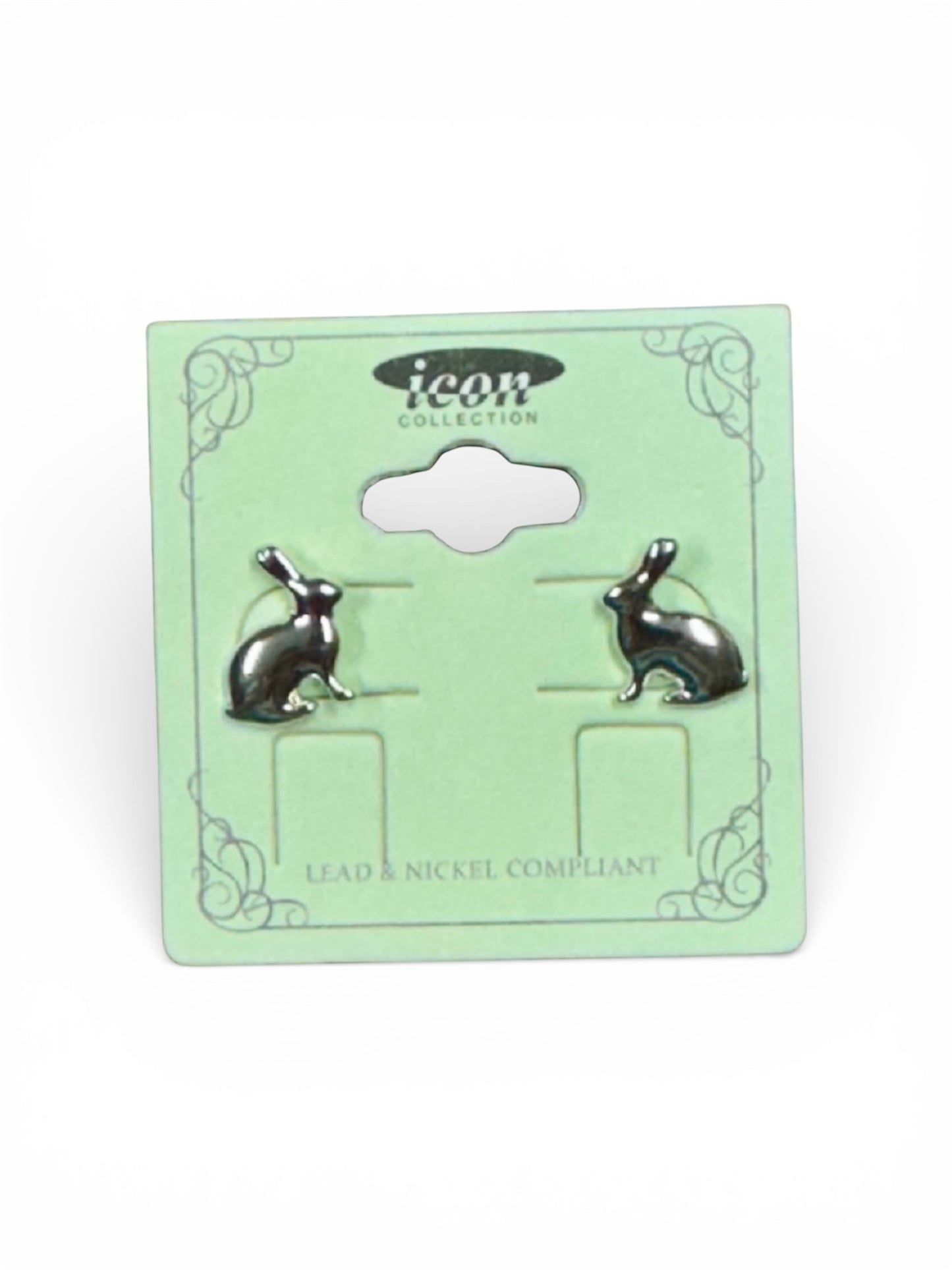 SILVER BUNNY STUD EARRINGS