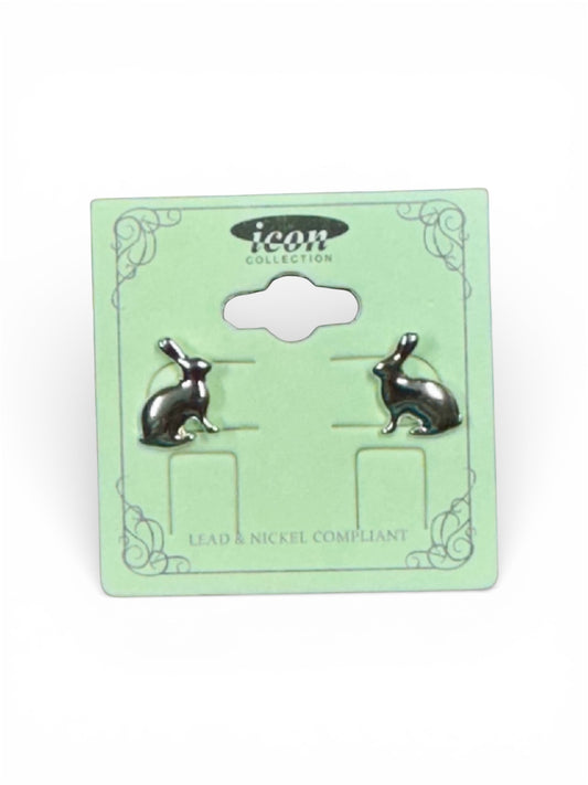 SILVER BUNNY STUD EARRINGS