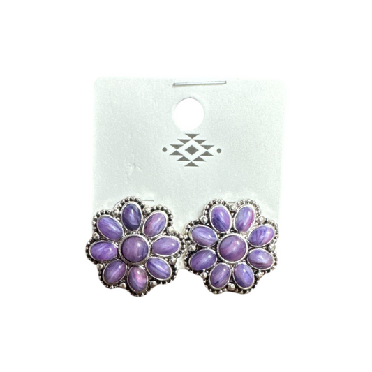 PURPLE FLOWER BLOSSOM EARRINGS