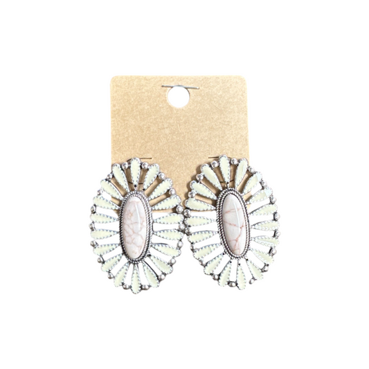CREAM MARBLE STICK EARRINGS