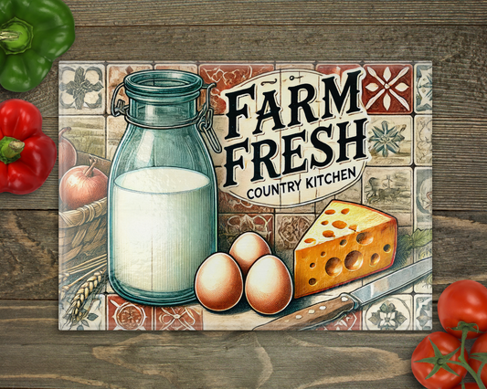 Farm Fresh Glass Cutting Board