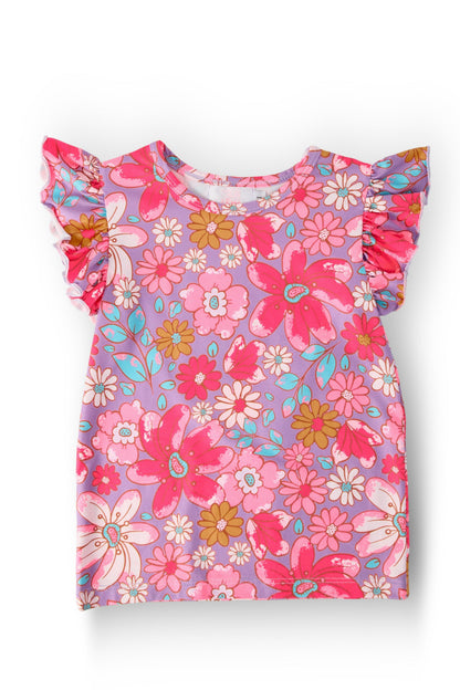 SALE Hawaiian Floral S/S Ruffle Tee