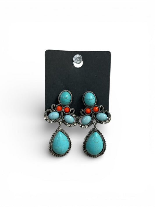 TURQUOISE TEARDROP DANGLE EARRINGS