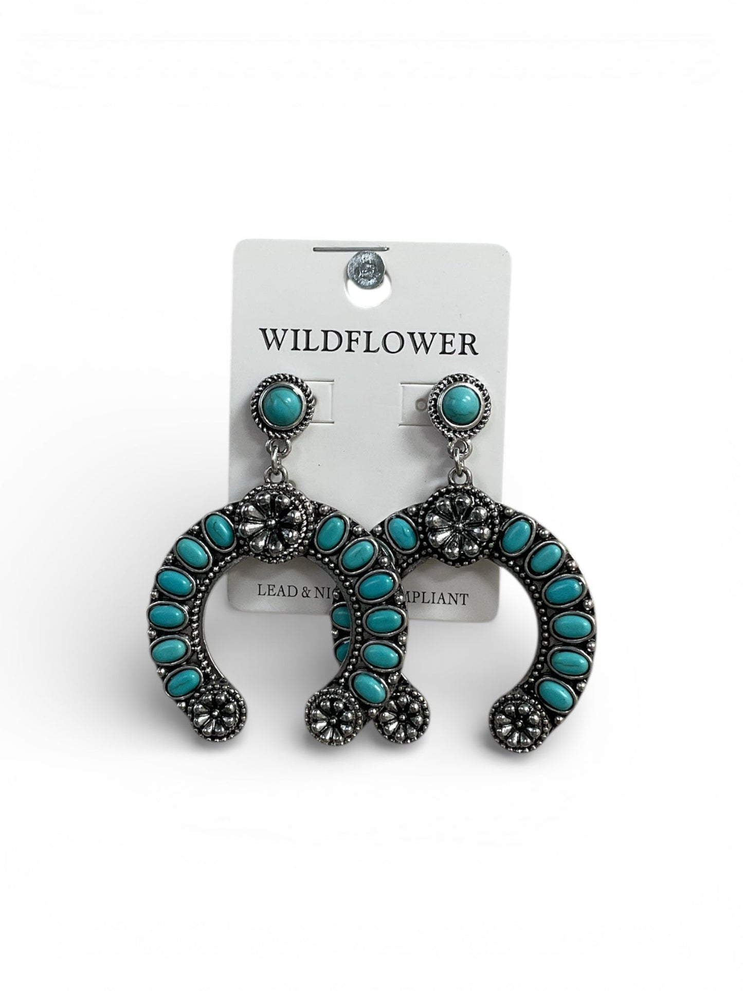 TURQUOISE BEADED HORSESHOE EARRINGS