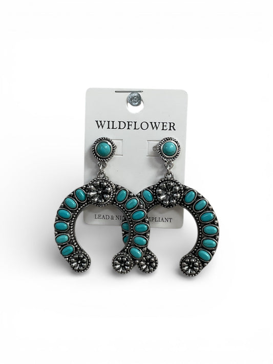 TURQUOISE BEADED HORSESHOE EARRINGS