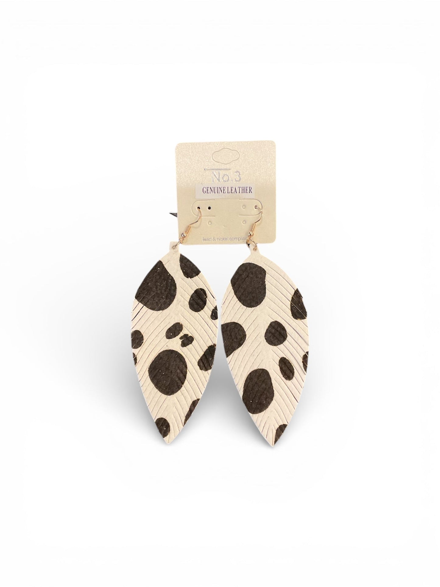 LEATHER COW CUT EARRINGS