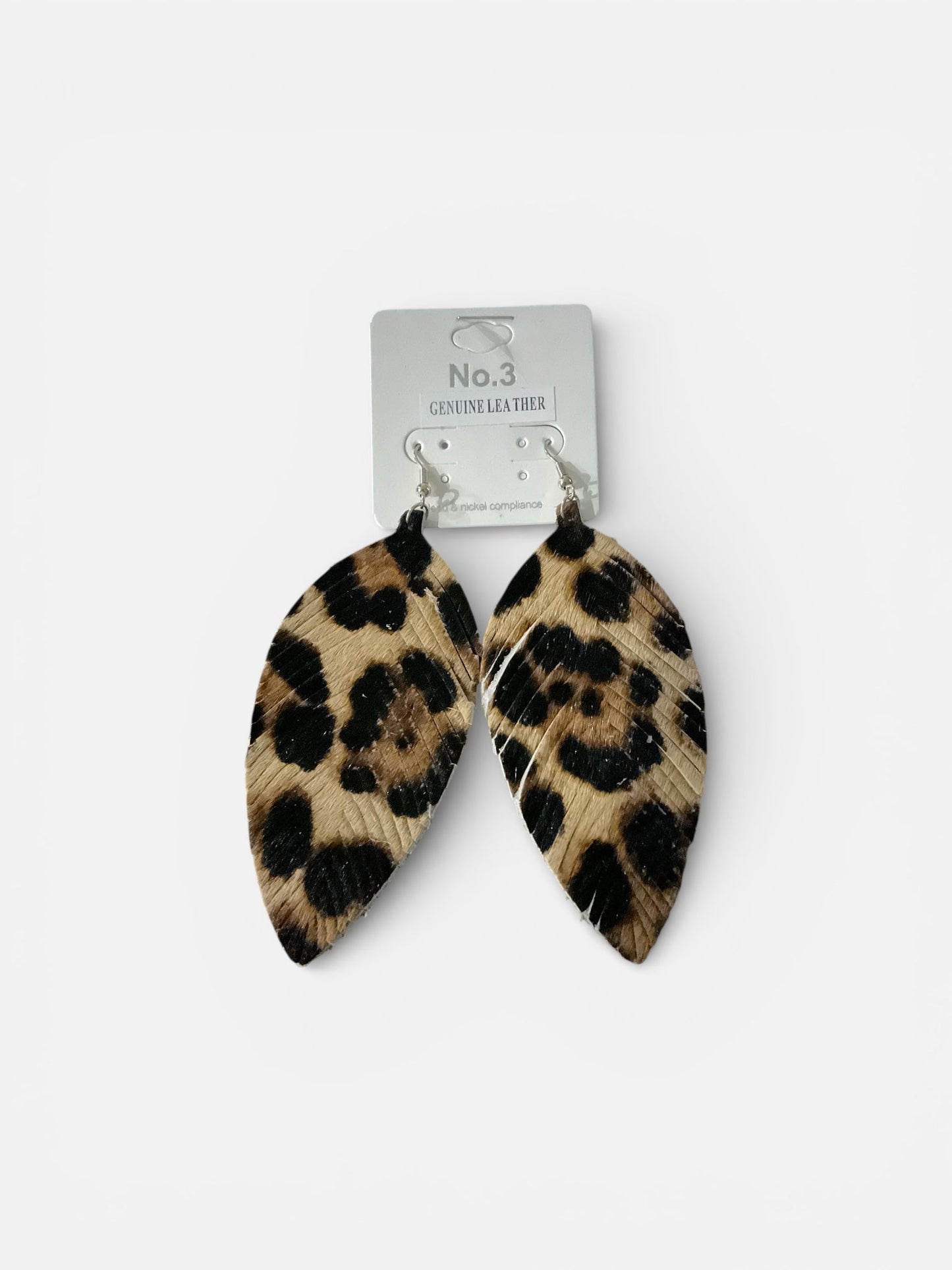 LEATHER LEOPARD CUT EARRINGS