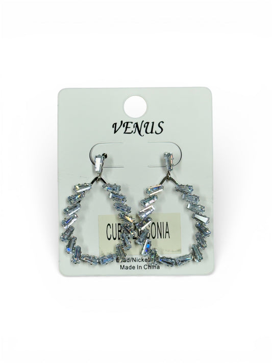 CUBIC ZIRCONIA SHARD TEAR DROP EARRINGS