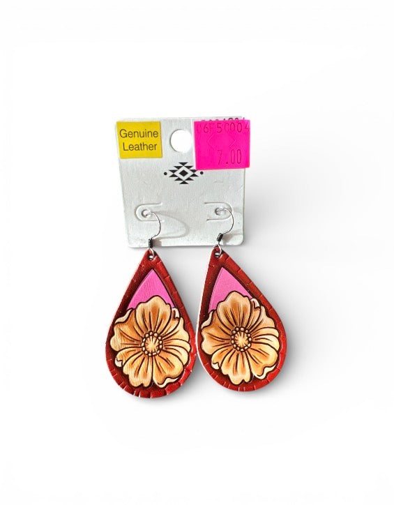 FLOWER LEATHER EARRINGS