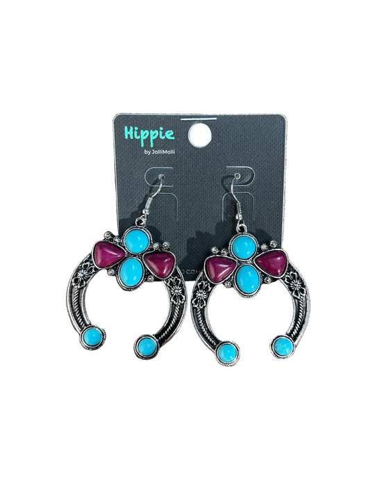 TURQUOISE HORSESHOE EARRINGS