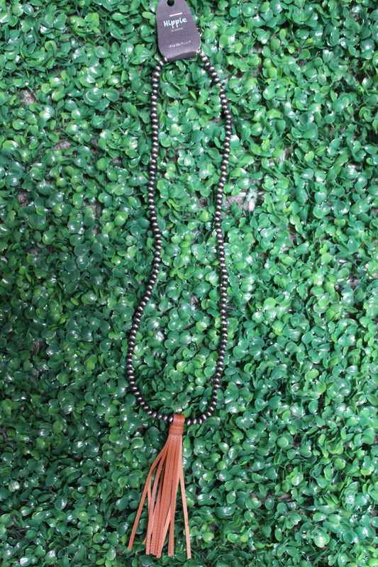 LEATHER TASSEL NAVAJO BEAD NECKLACE