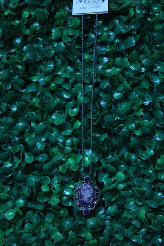 PURPLE CAMEO NECKLACE