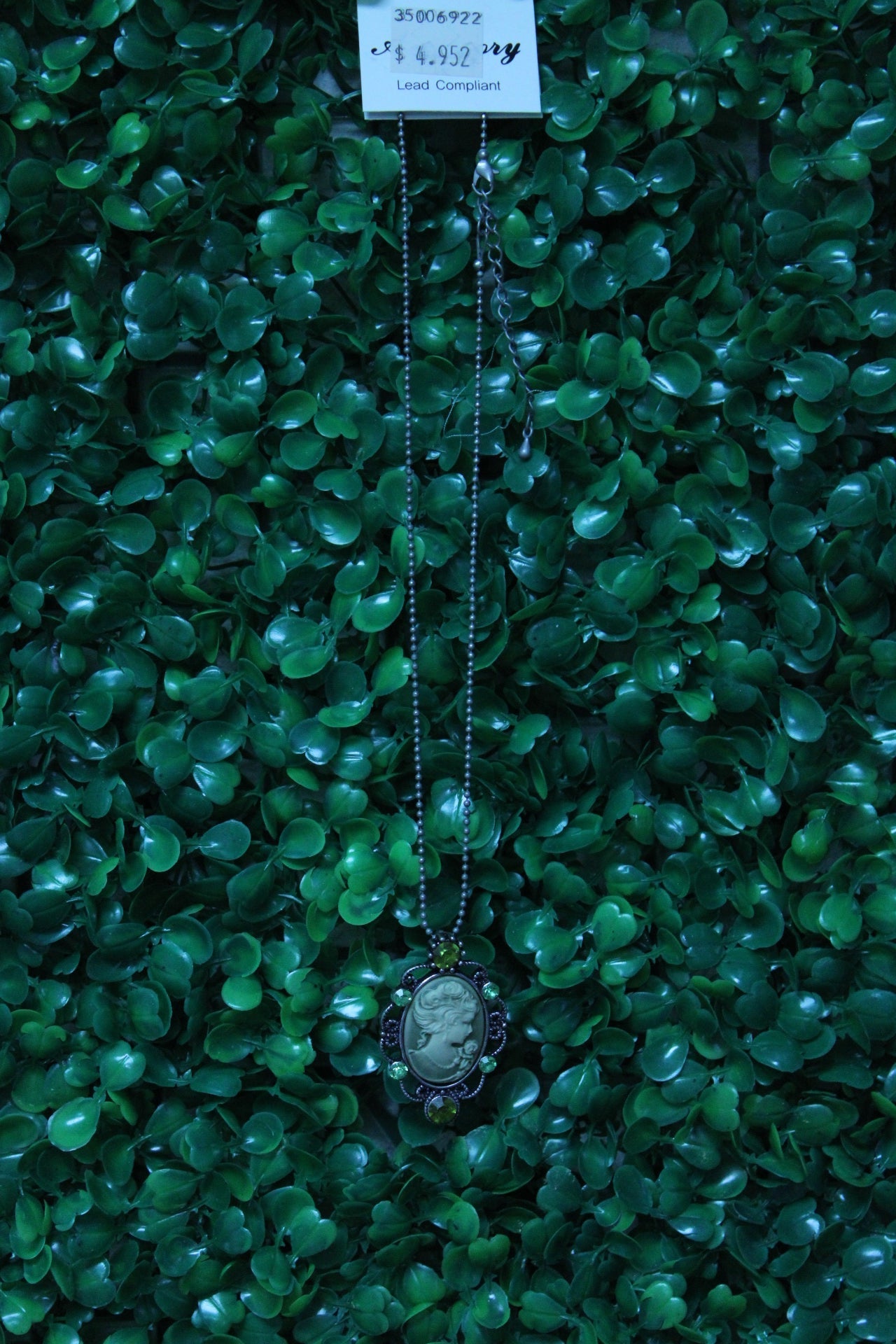 GREEN CAMEO NECKLACE