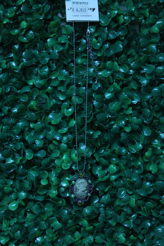 GREEN CAMEO NECKLACE