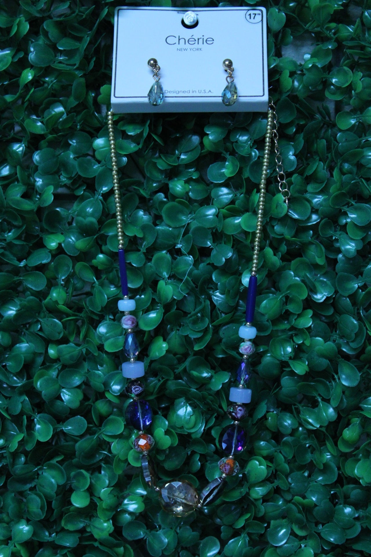MULTICOLOR AND SHAPE BEAD NECKLACE AND EARRING SET