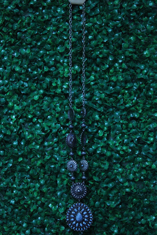 TURQUOISE METAL CHAIN NECKLACE