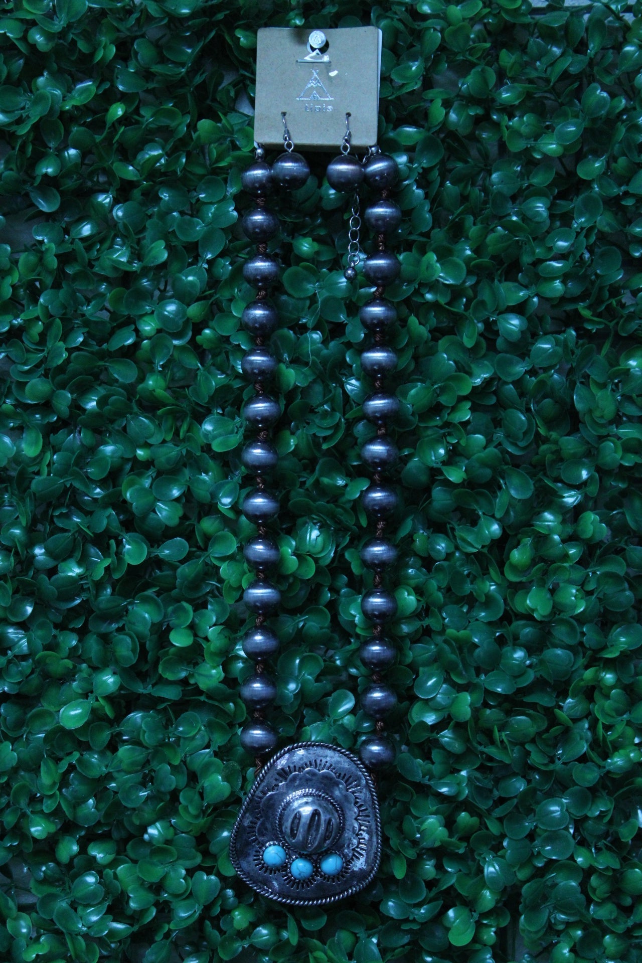 TURQUOISE COWBOY HAT NAVAJO BEAD NECKLACE