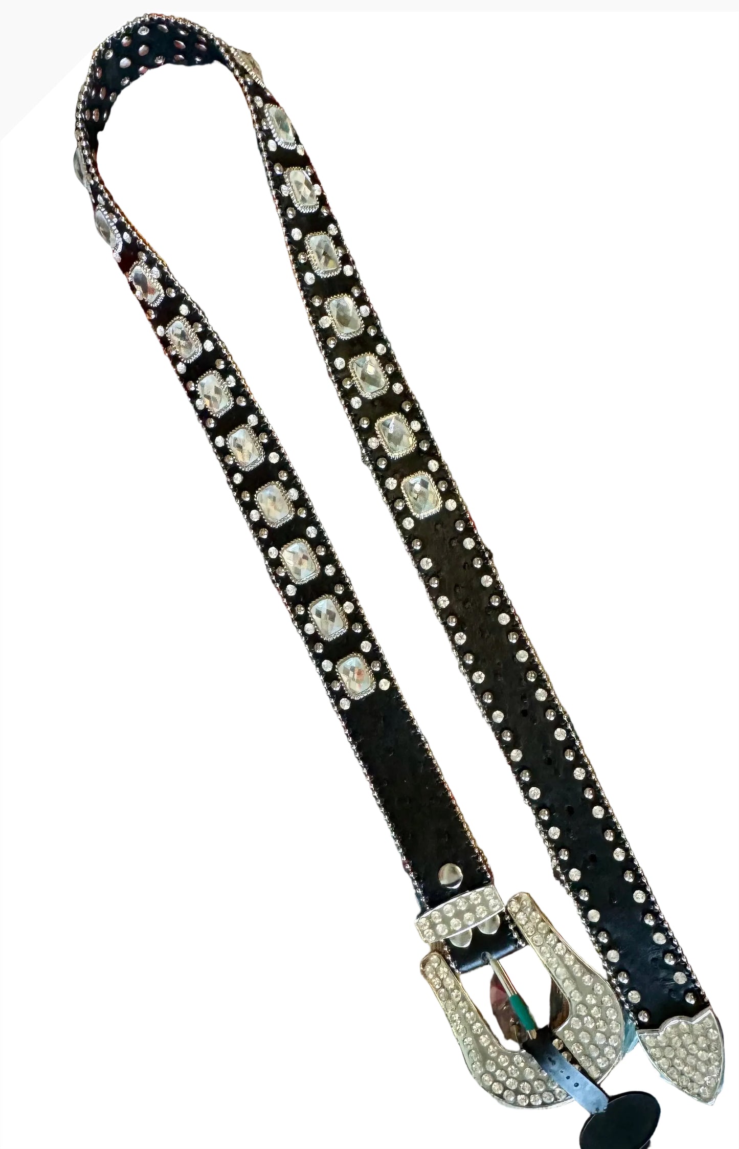 RHINESTONE GENUINE LEATHER BELT