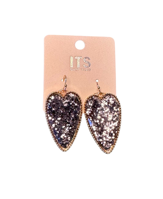 Glitter Heart Dangle Earrings