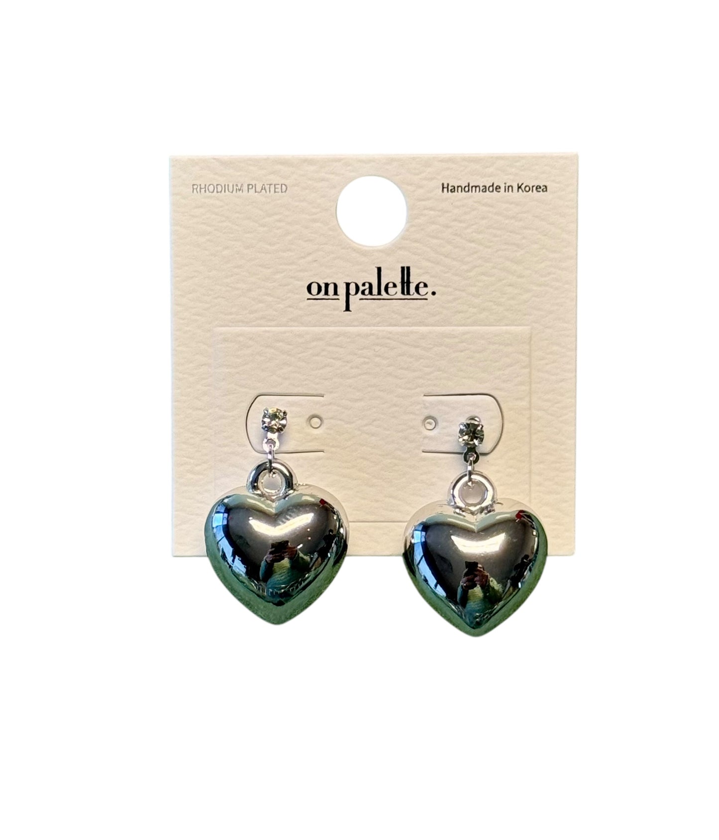 SILVER PUFFED HEART EARRING