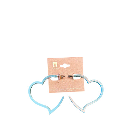 BLUE RHINESTONE HEART EARRINGS
