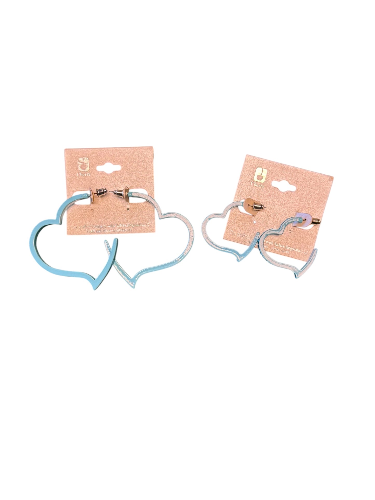 BLUE RHINESTONE HEART EARRINGS