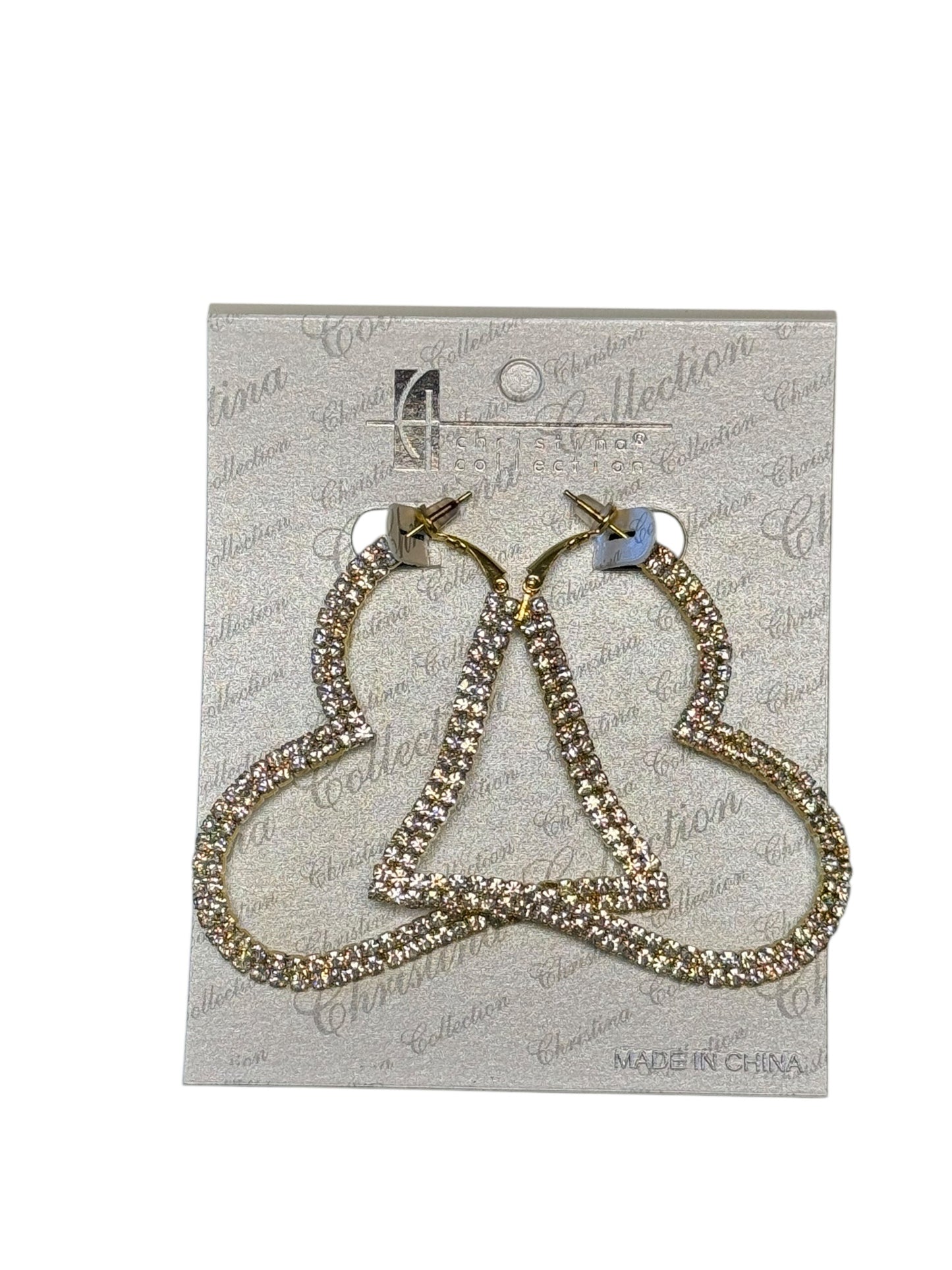 RHINESTONE HEART SHAPED HOOP EARRINGS