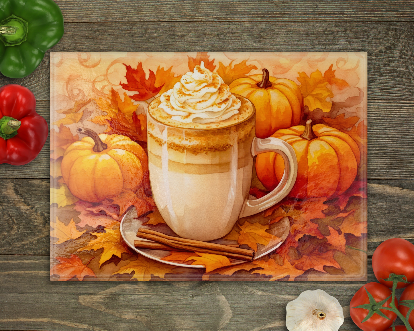 Fall Latte Glass Cutting Board