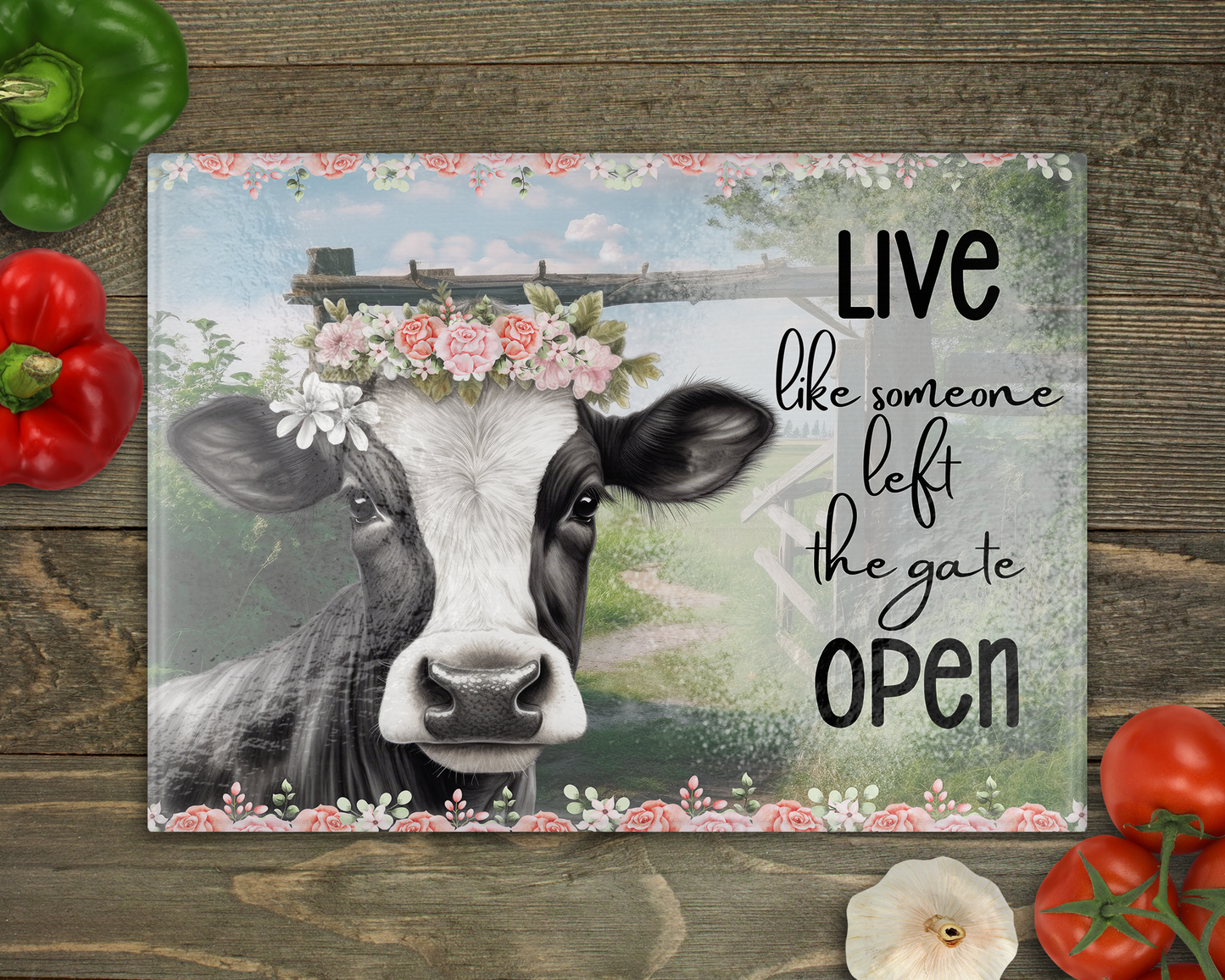 Live like someone left the gate open Glass Cutting Board