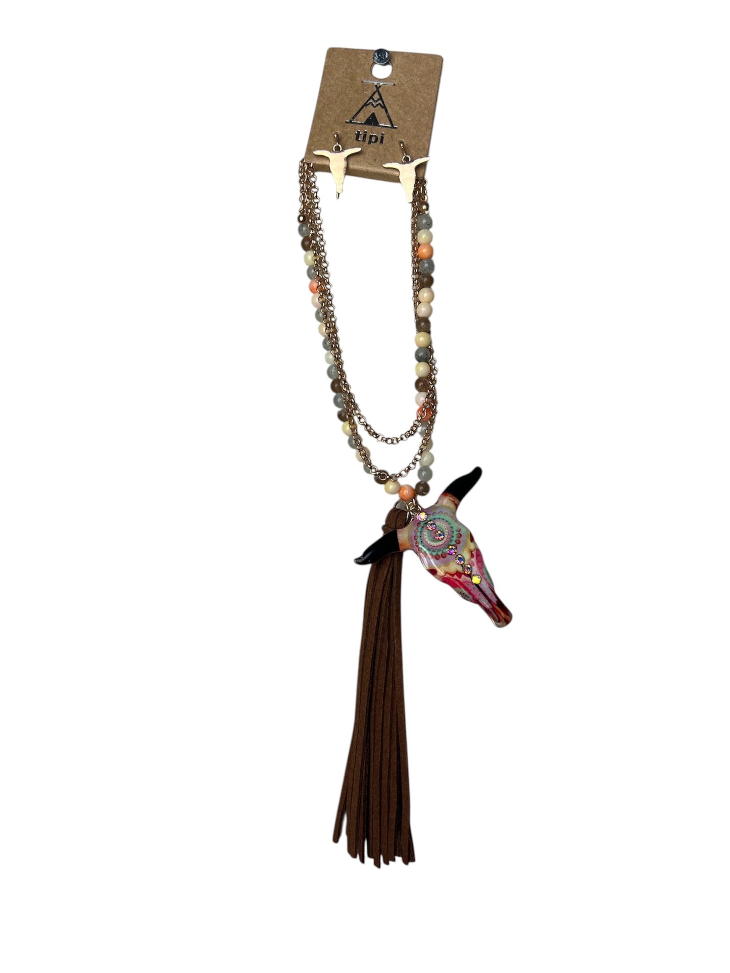MULTI-COLOR COW TASSEL NECKLACE