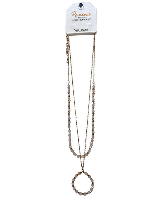 2 PIECE NATURAL COLOR BEADED NECKLACE