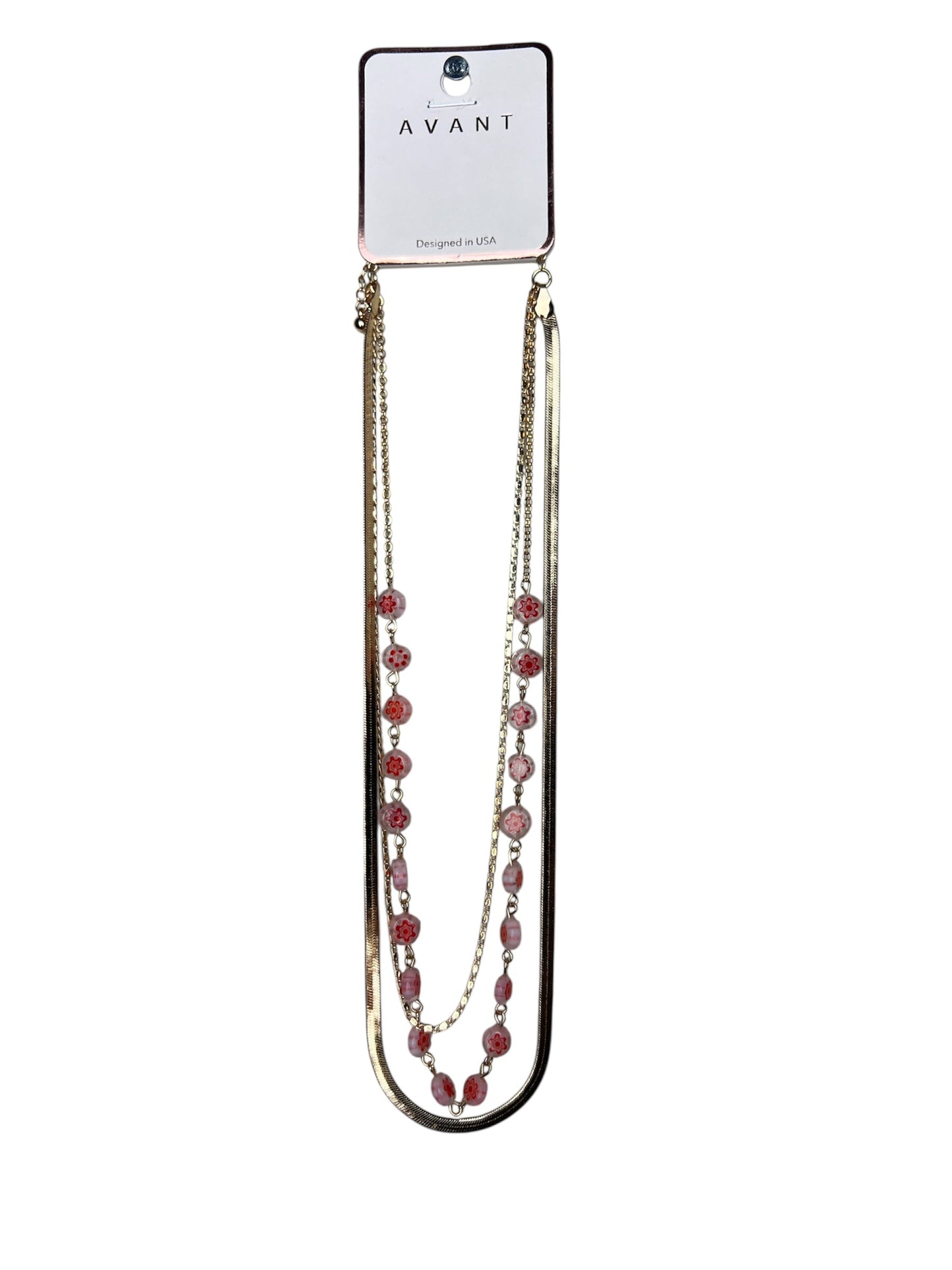 PINK N' GOLD THREE PEICE NECKLACE