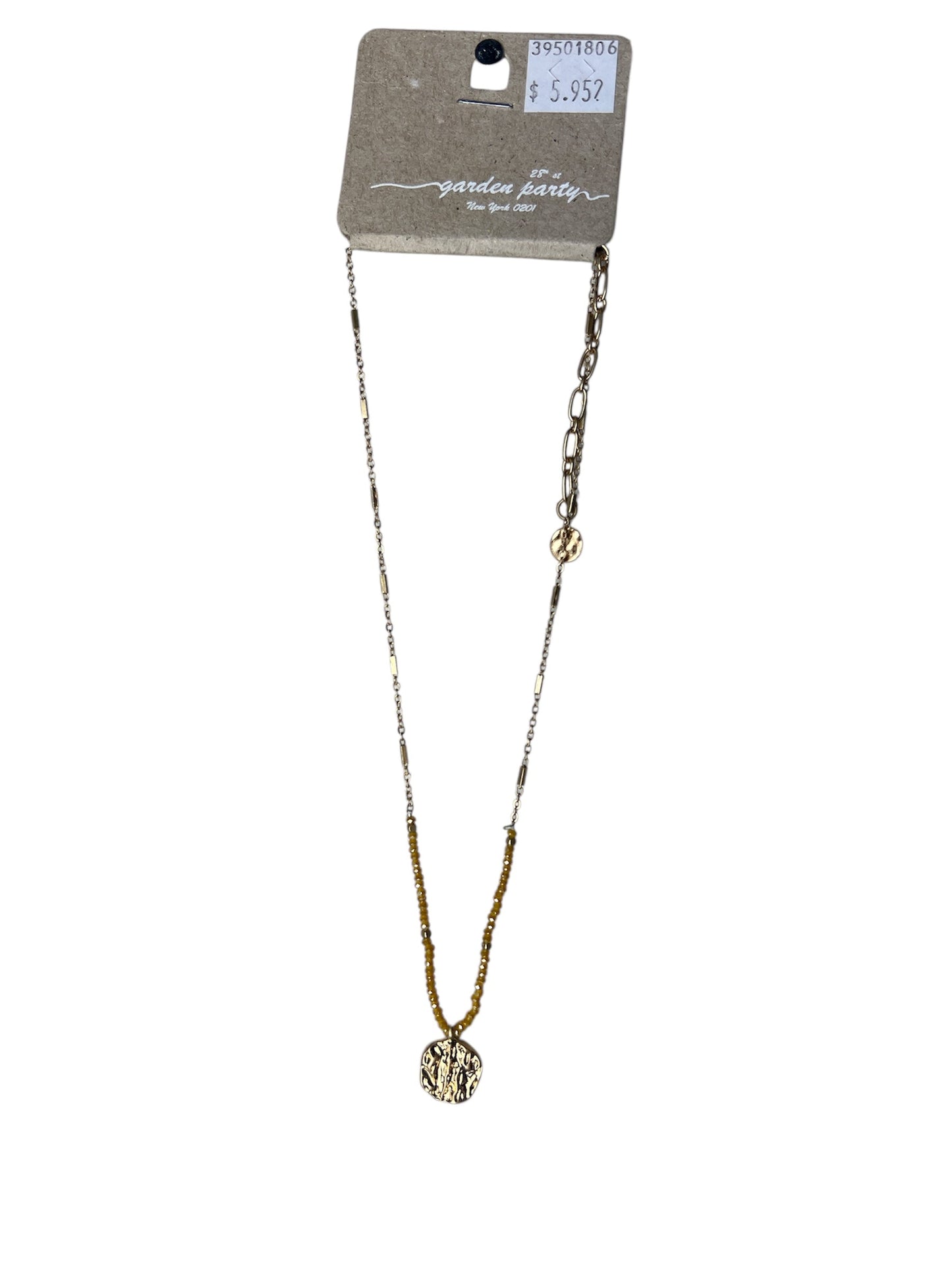 YELLOW BEADED GOLD COIN  NECKLACE