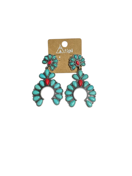 TURQUOISE N' RED BLOSSOM EARRINGS