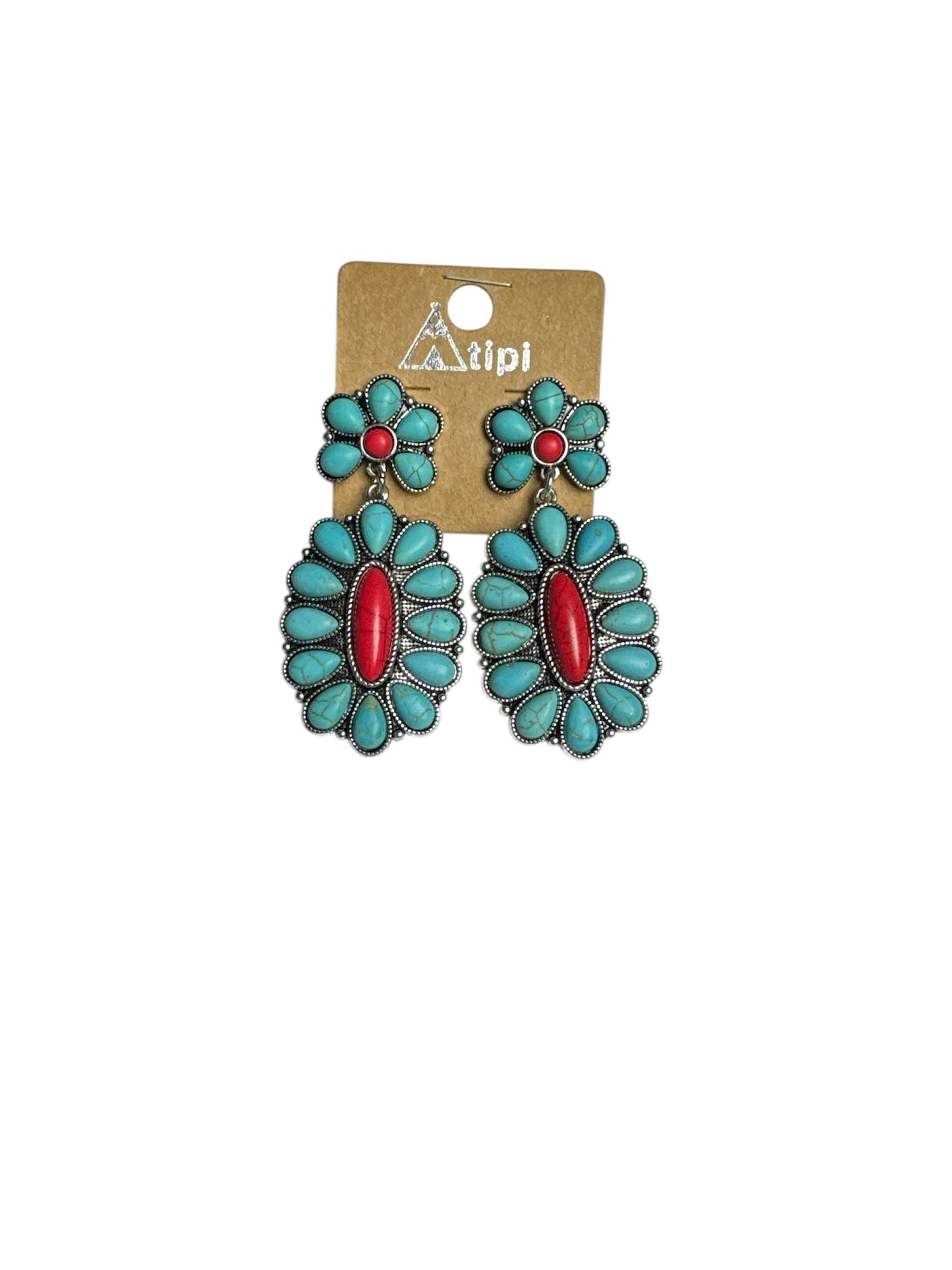BLOSSOM TURQUOISE N' RED EARRINGS