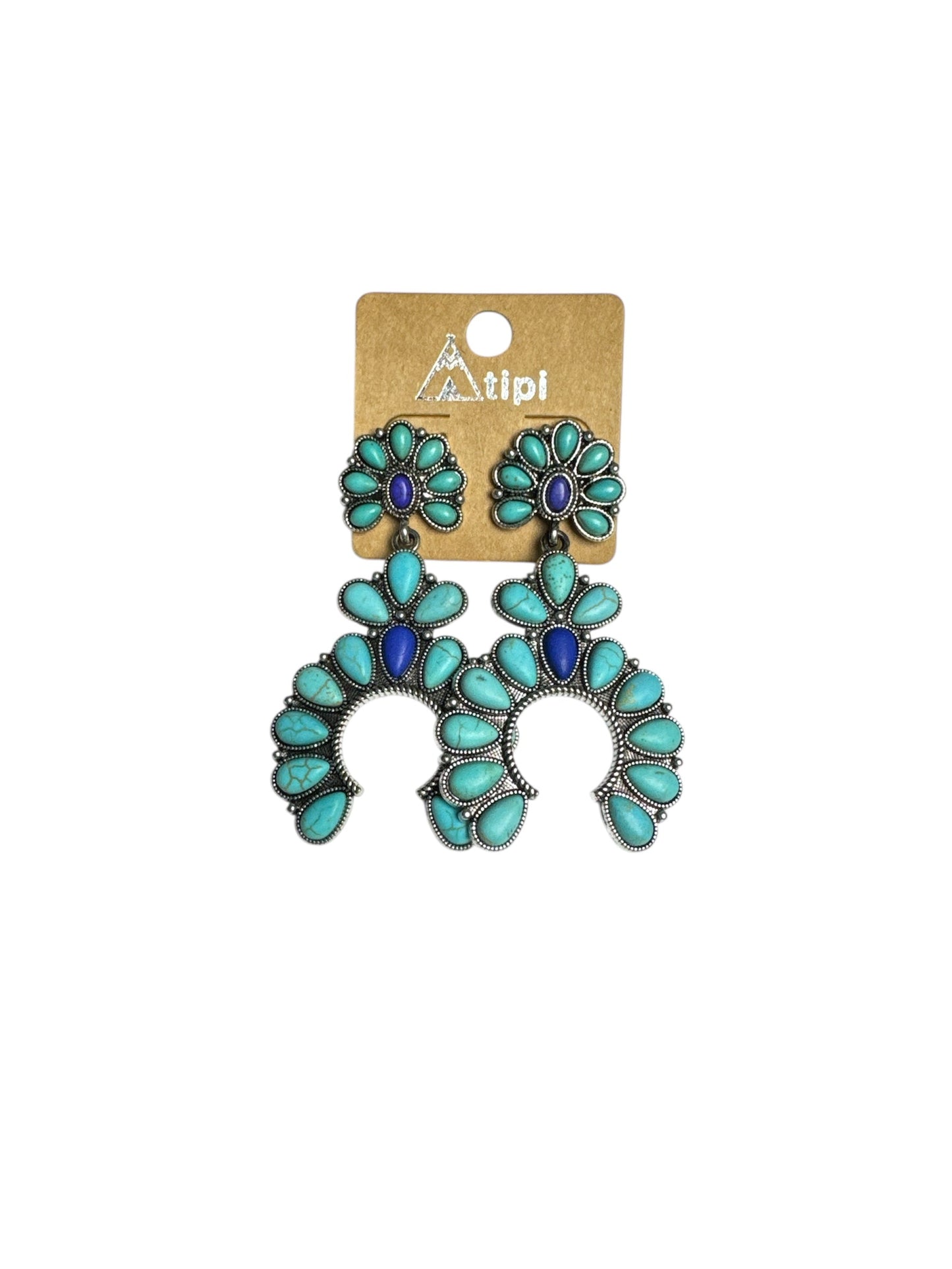 TURQUOISE N' ROYAL BLUE BLOOM EARRINGS