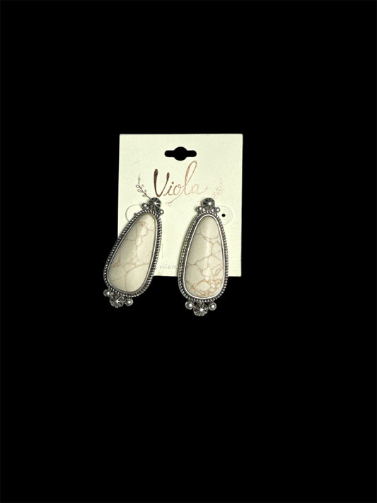 WHITE MARBLE OVAL EARRINGS