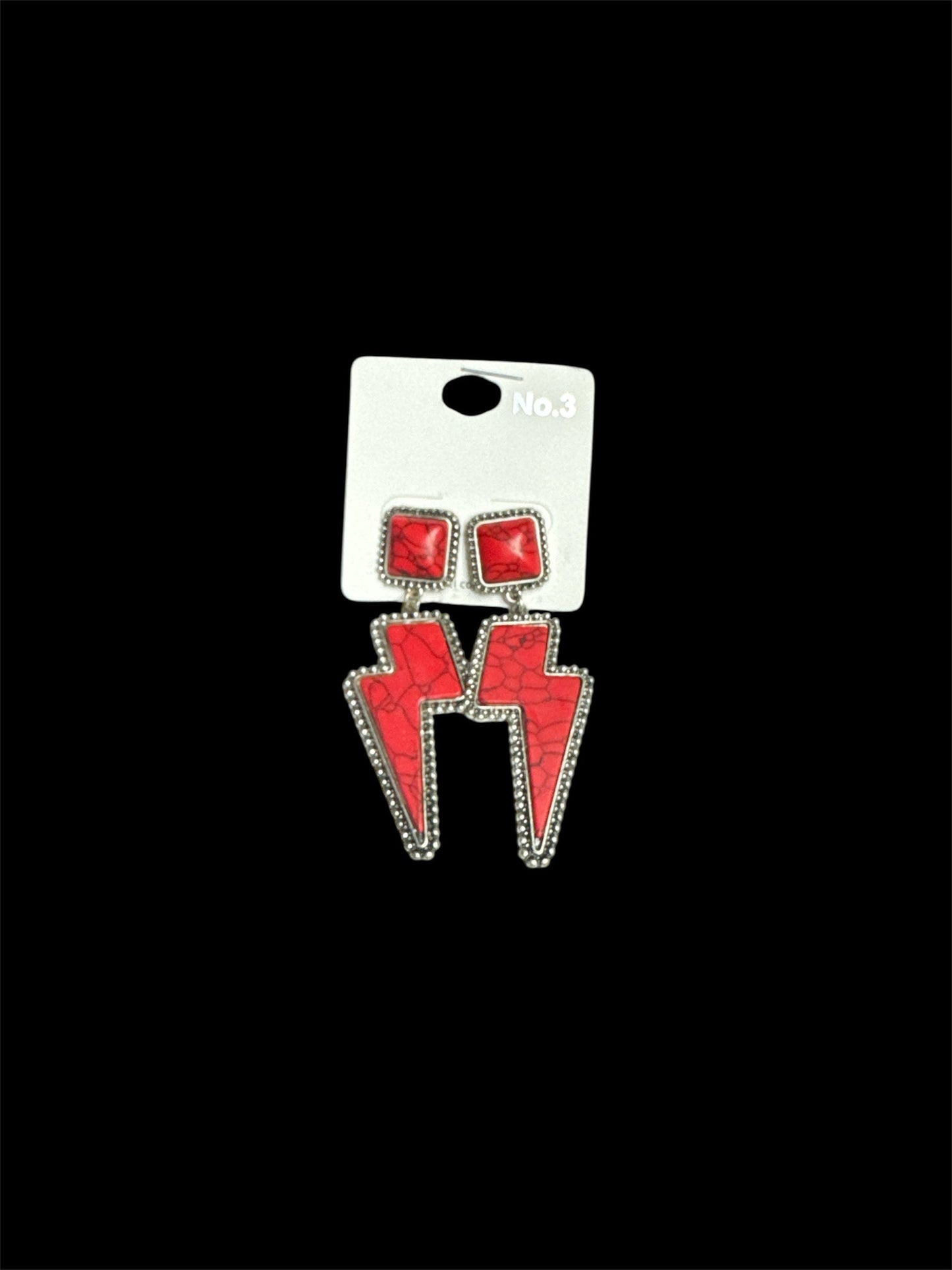 RED BOLT SILVER EARRINGS