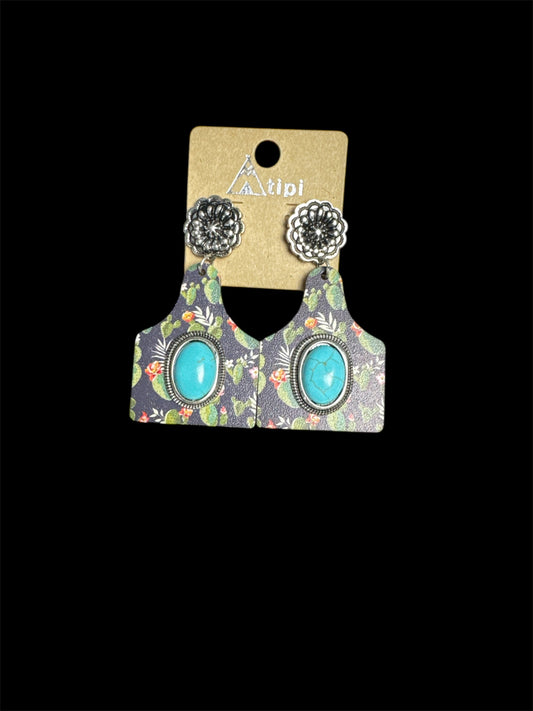 CACTUS LEATHER TURQUOISE EARRINGS