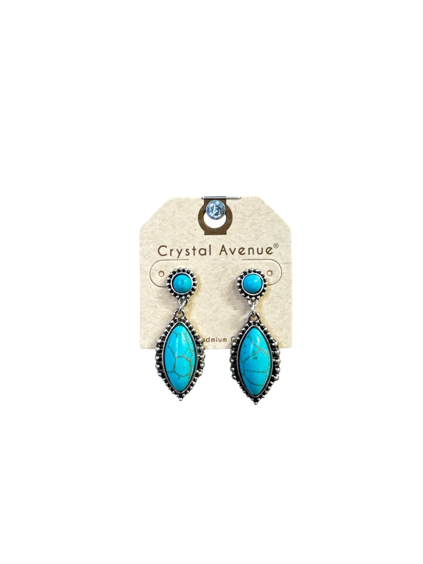 TURQUOISE KITE SHAPED SILVER EARRINGS
