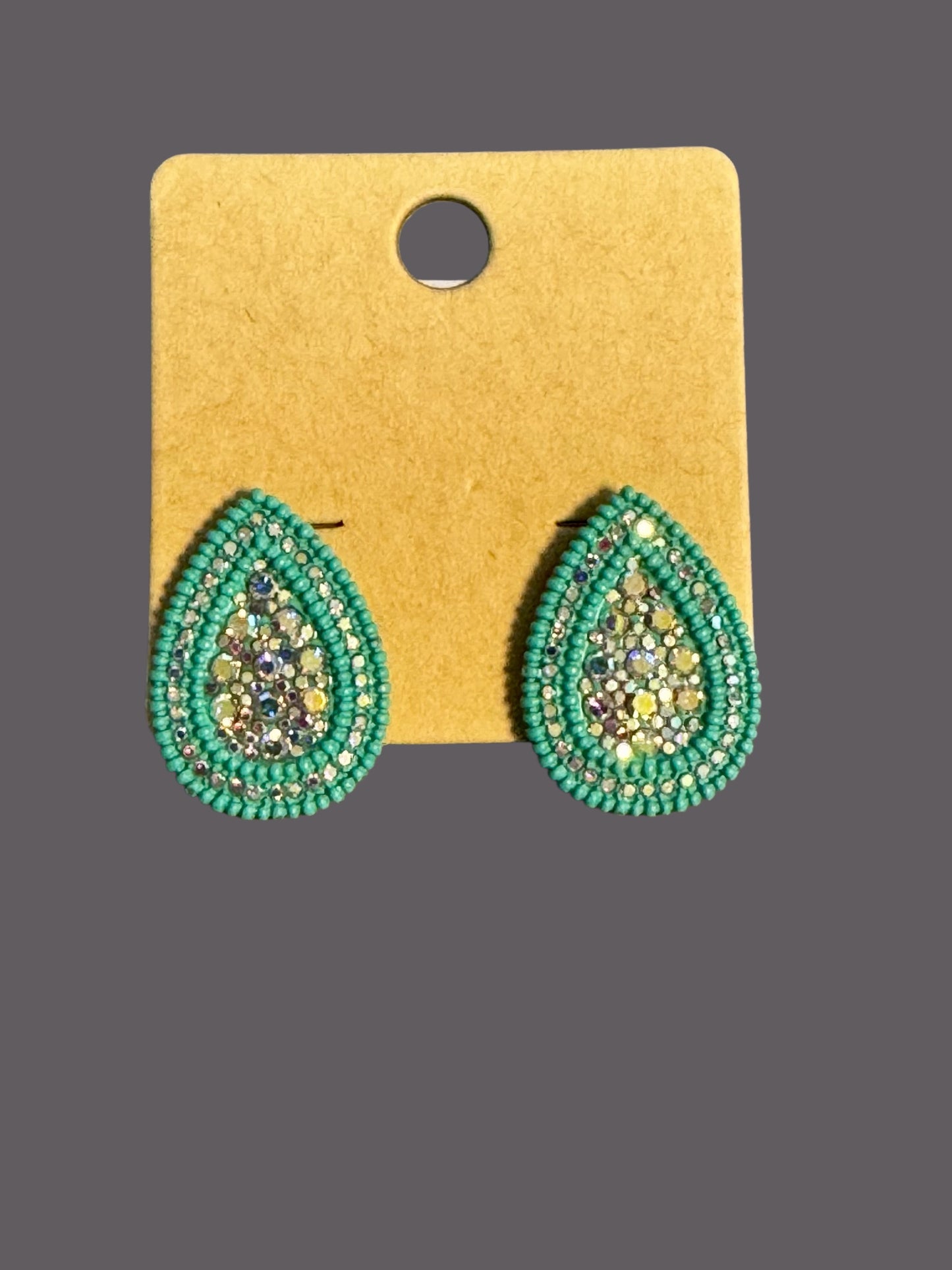 TEAR DROP STUDS WITH AB
