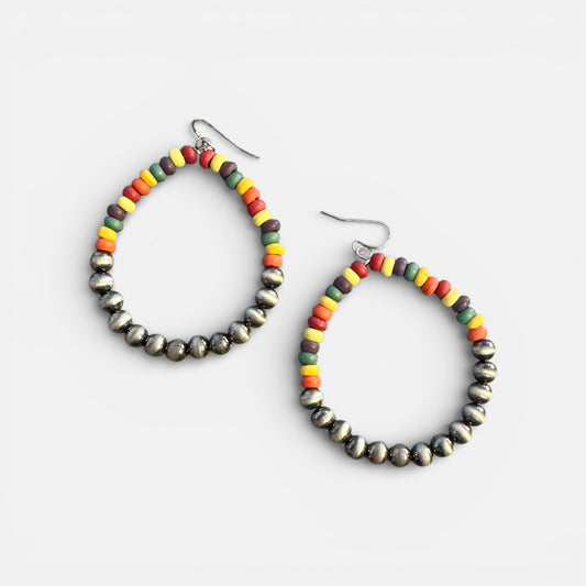 NAVAJO AND MULTICOLOR BEAD EARRINGS