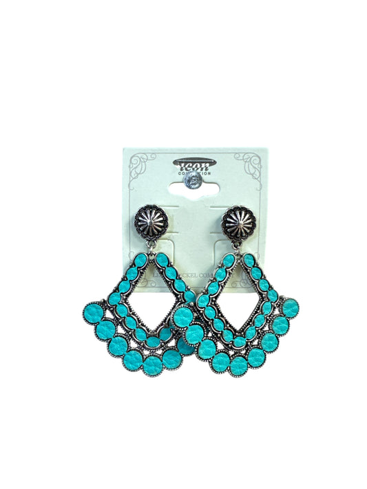 SILVER BASED TURQUOISE DIAMOND EARRINGS