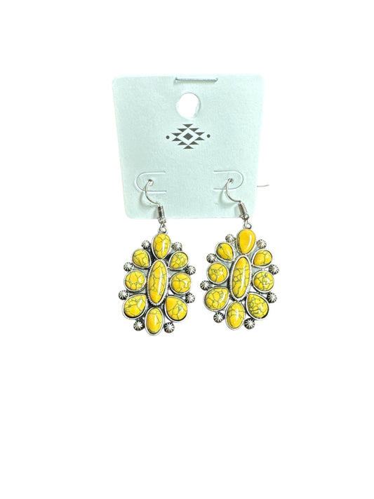 YELLOW MARBLE BLOSSOM EARRINGS