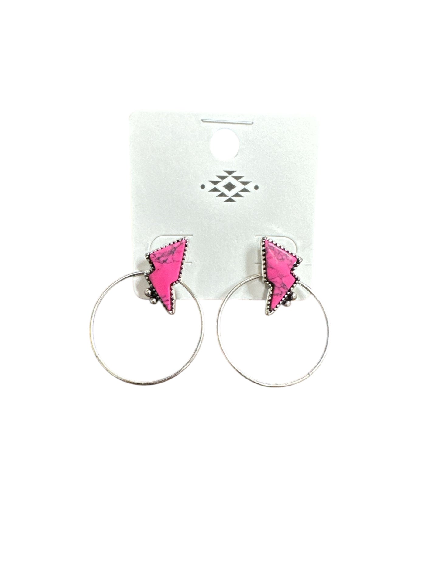 PINK BOLT HOOP EARRINGS