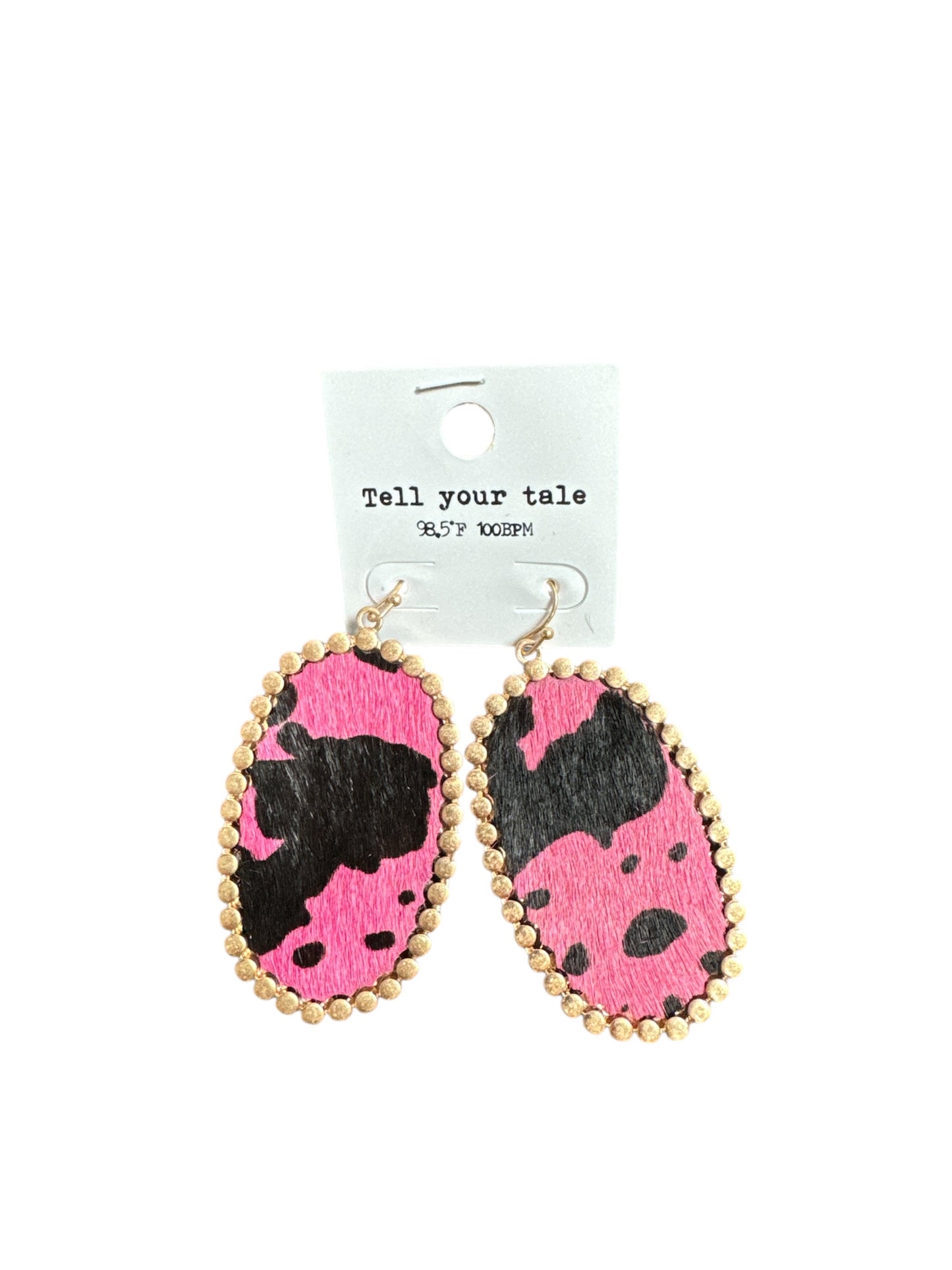 PINK COW GOLD EARRINGS