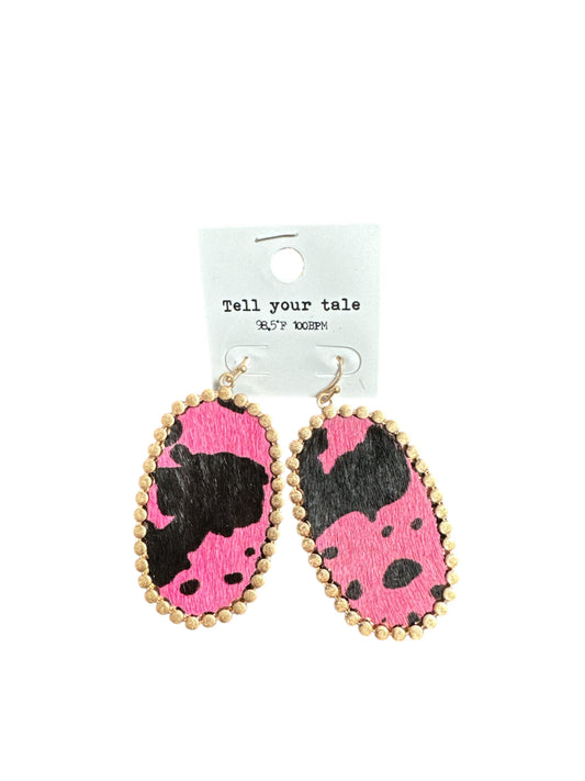 PINK COW GOLD EARRINGS