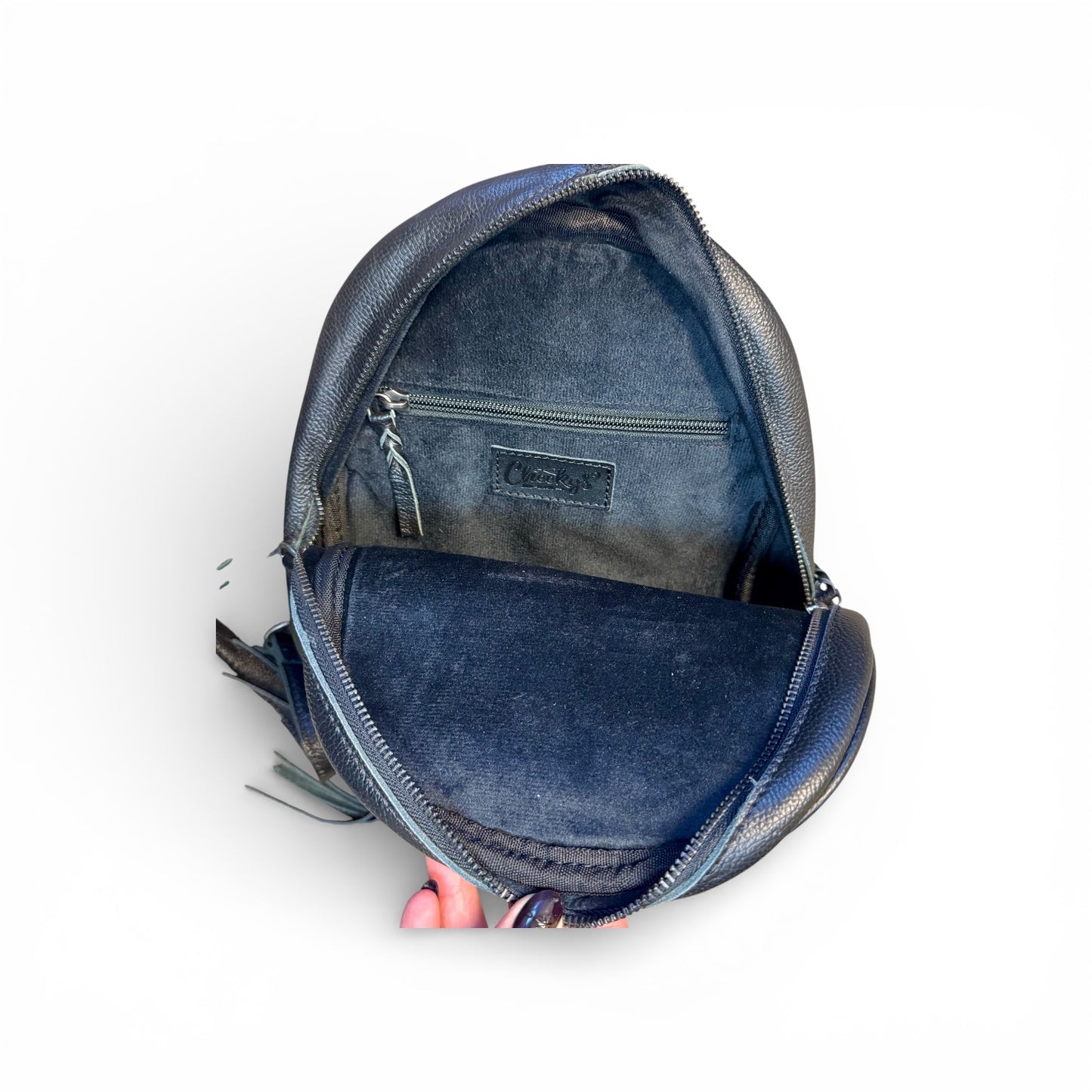 LEATHER SLING BACKPACK PURSE