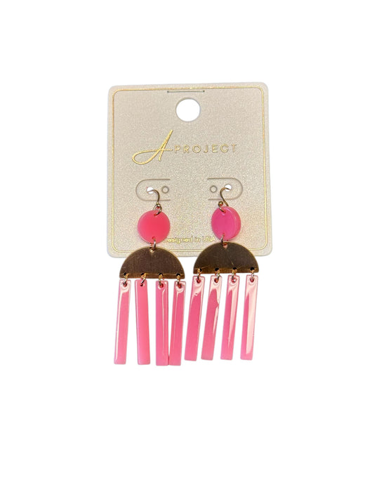 3 TIER ACRYLIC AND METAL DANGLE EARRINGS